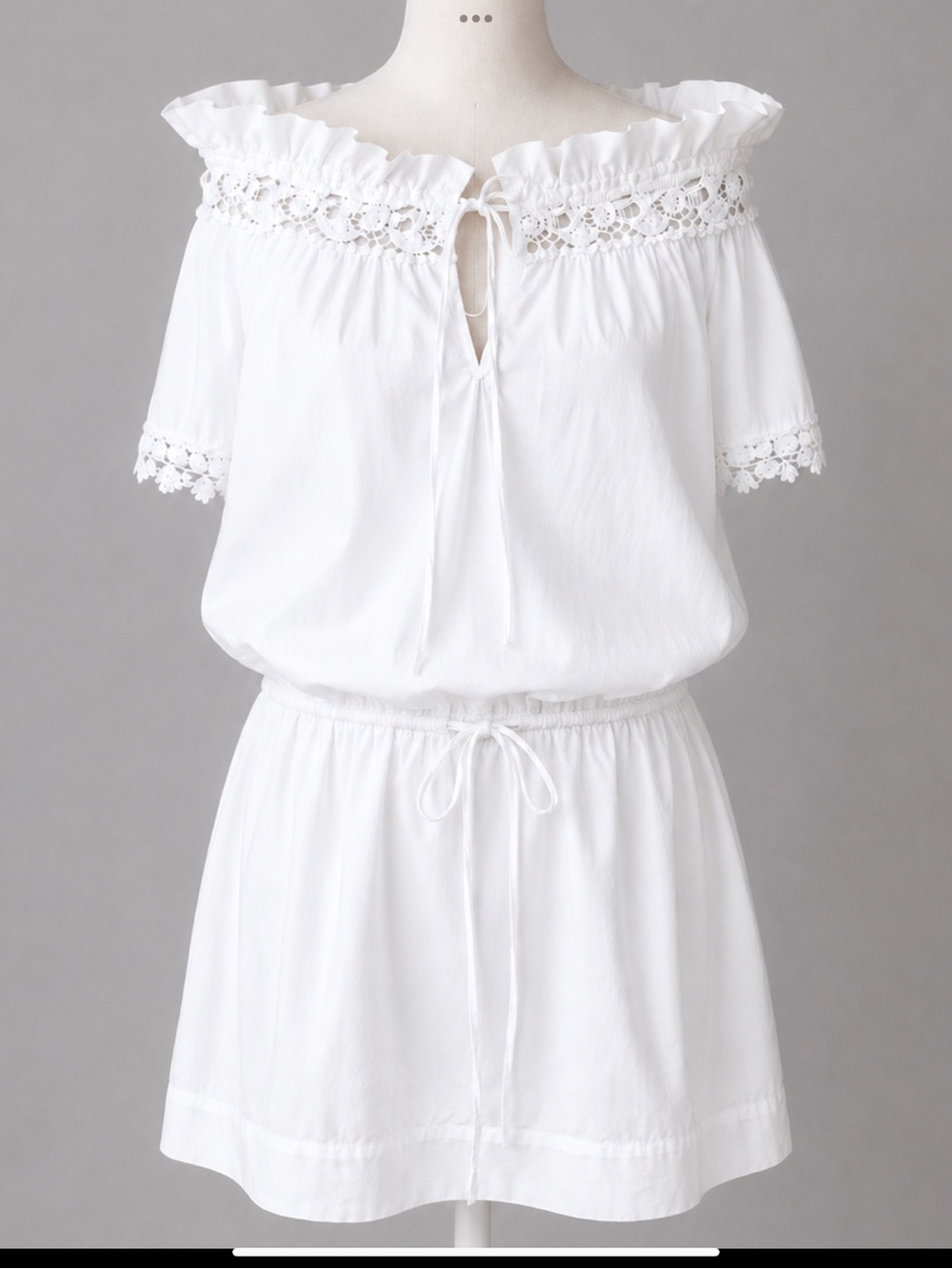 Alberta Ferretti for Impulse White Lace Off Shoulder Dress M Boho Romantic